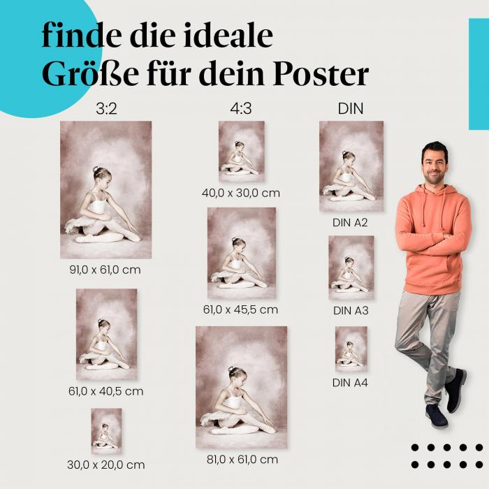 Elegante Ballerina Poster: Wähle die ideale Größe für deine Wanddeko!