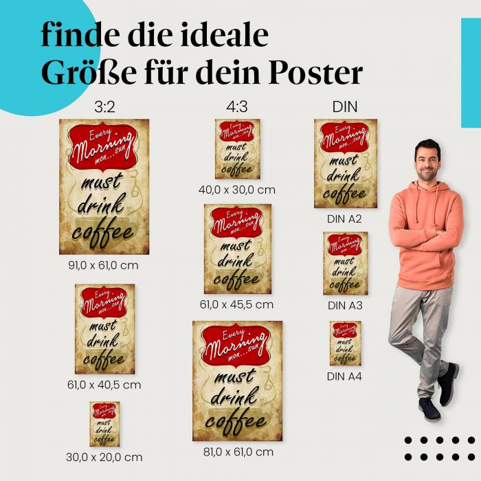 "Guten Morgen: Kaffee ist ein Muss!": Poster - Kaffee & Morgenroutine