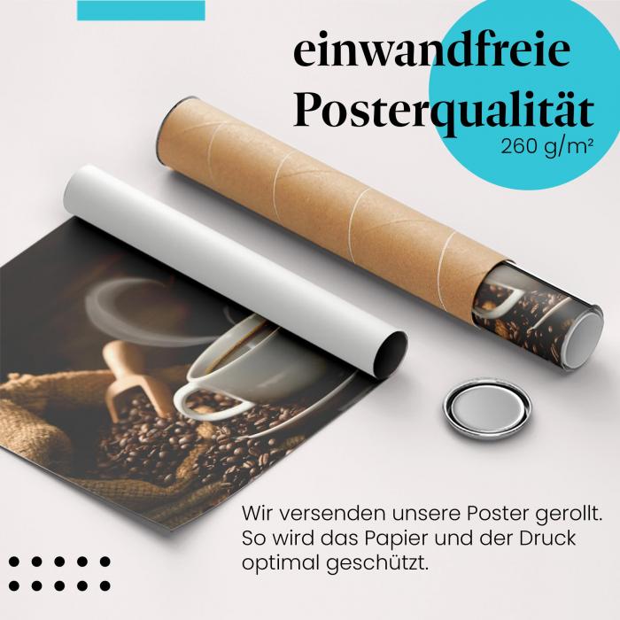 Gerolltes Poster "Kaffee" - Kaffeepause, sicher verpackt.