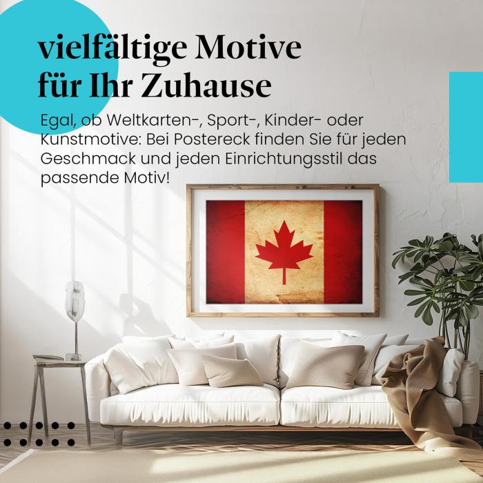 Leinwandbild "Vintage Flagge von Kanada im Grunge-Stil". Wanddeko für Kanada-Fans.