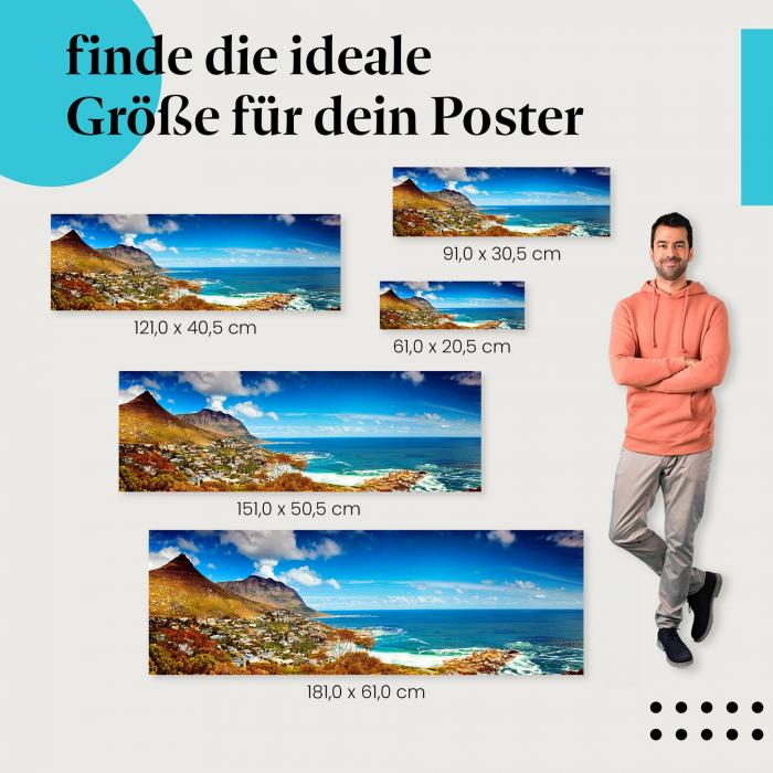 "Kapstadt - Blick auf Häuser": Poster - Malerische Küste & blauer Ozean