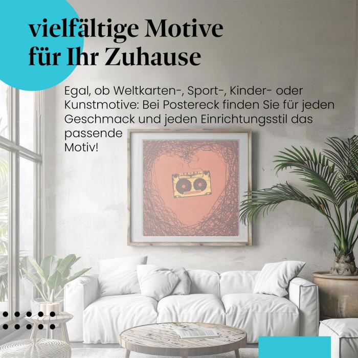 Musik-Liebe: Nostalgisches Poster "Kassette im Herz"