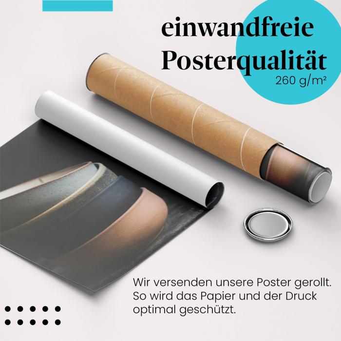 Gerolltes Poster "Keramikschalen" - Wärme & Natürlichkeit, sicher verpackt.