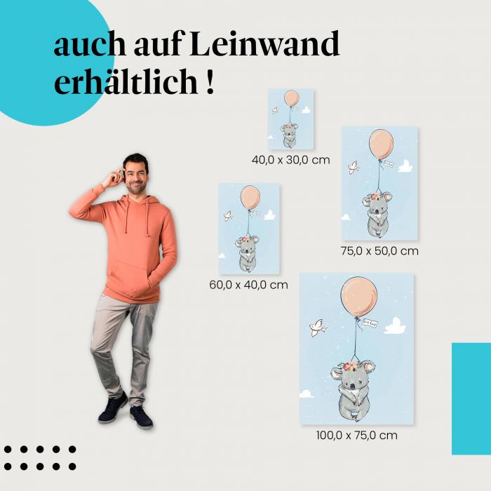 Koala: Leinwandbild. Ballon, "With Love".