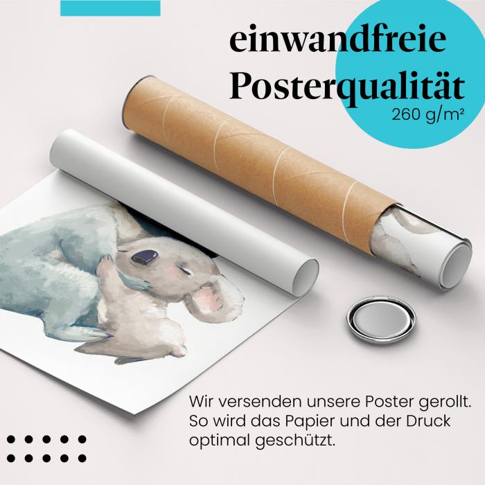 Gerolltes Poster "Koala Mutter & Kind" - Tierliebe & Zärtlichkeit, sicher verpackt.