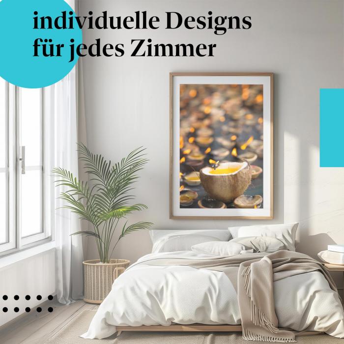 Schlafzimmer Deko: Spiritualität mit "Kokosnuss-Öllampe" Poster