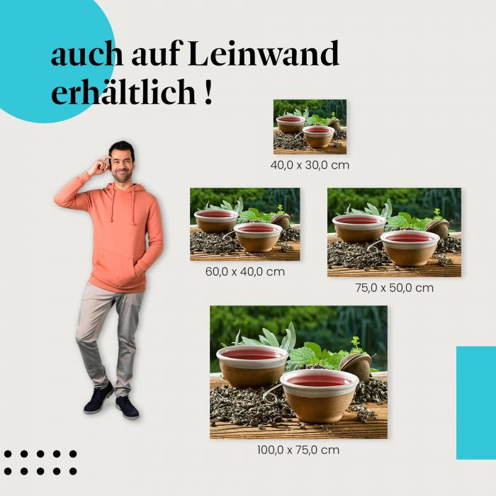 Kräutertee: Leinwandbild. Frische Kräuter, grüne Umgebung.