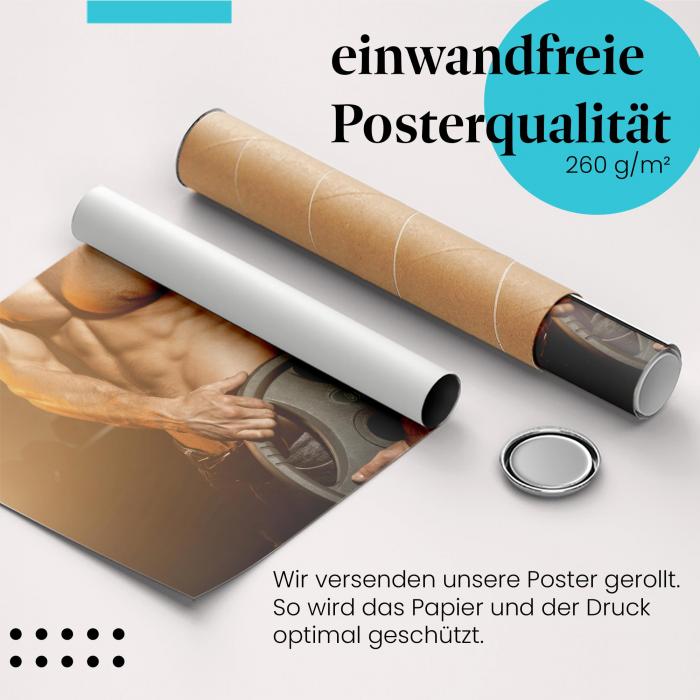 Gerolltes Poster "Muskelkraft". Krafttraining & Fitness, sicher verpackt.