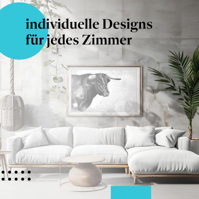 Schlafzimmer Deko: "Stier" Poster - Ein kraftvolles Motiv - perfekt für Ihre Wand.