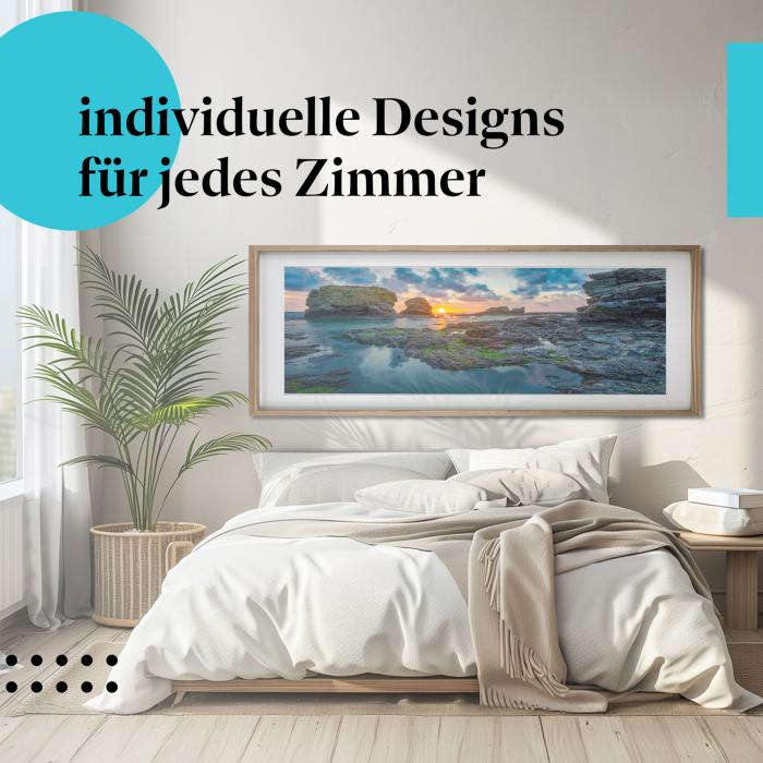 Schlafzimmer Deko: Modernes Schlafzimmer mit "Küste" Poster. Die Kraft der Natur - ein Hingucker.