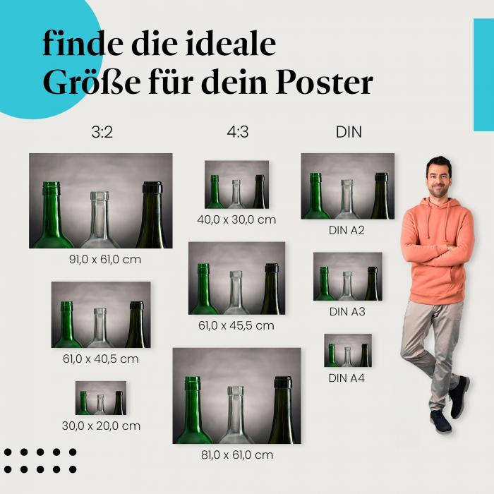 Leere Glasflaschen Poster: Abstrakte Deko - finde die ideale Größe!