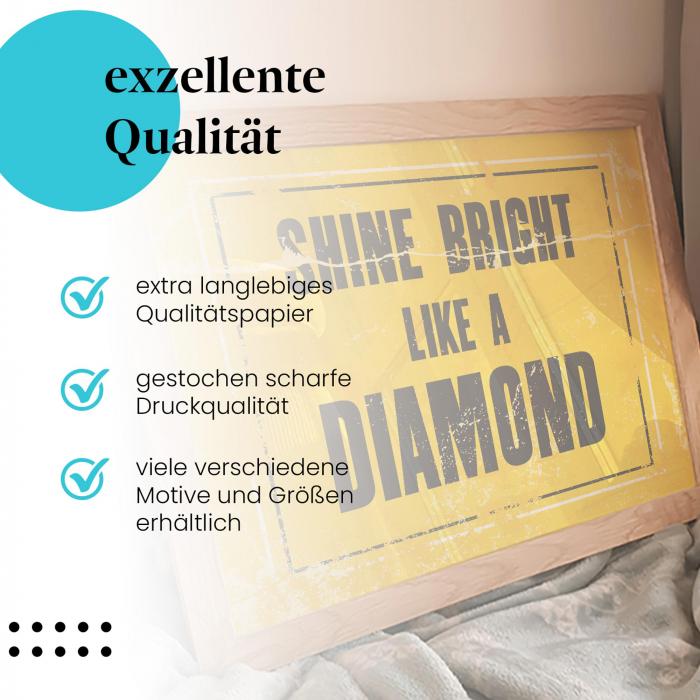 "Leuchte hell wie ein Diamant" - Wandbild mit inspirierender Botschaft.