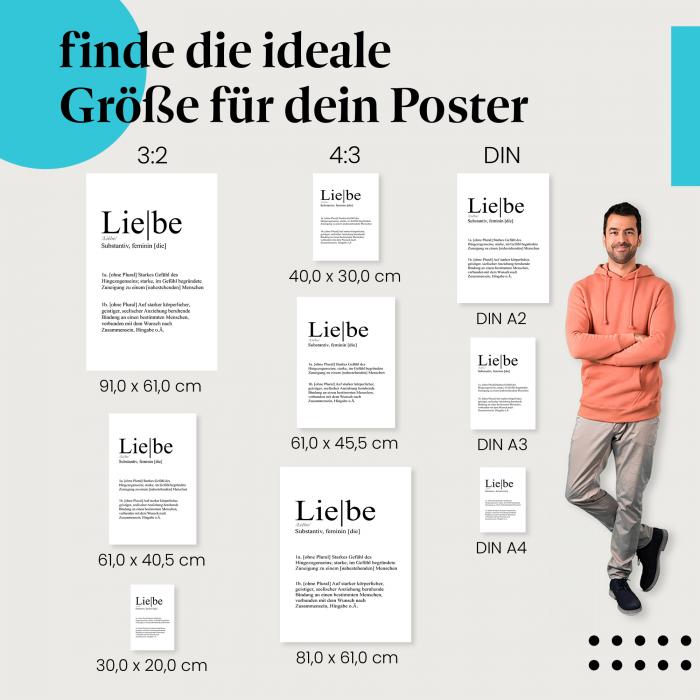 Liebe, Poster: Definition, Gefühl, Hingezogenheit.