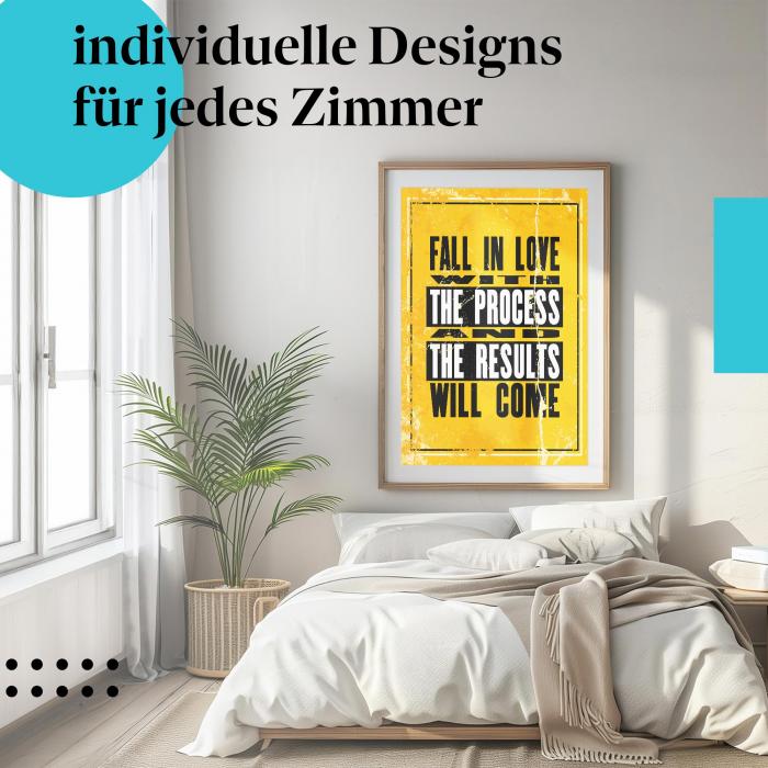 Motivations Poster: "Verliebe dich in den Prozess" - Vintage & Spruch