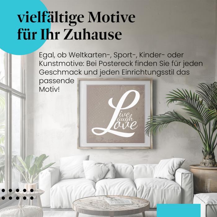 Leinwandbild "Live Laugh Love": Schriftzug, Vintage - Erinnerung an die wichtigen Dinge.