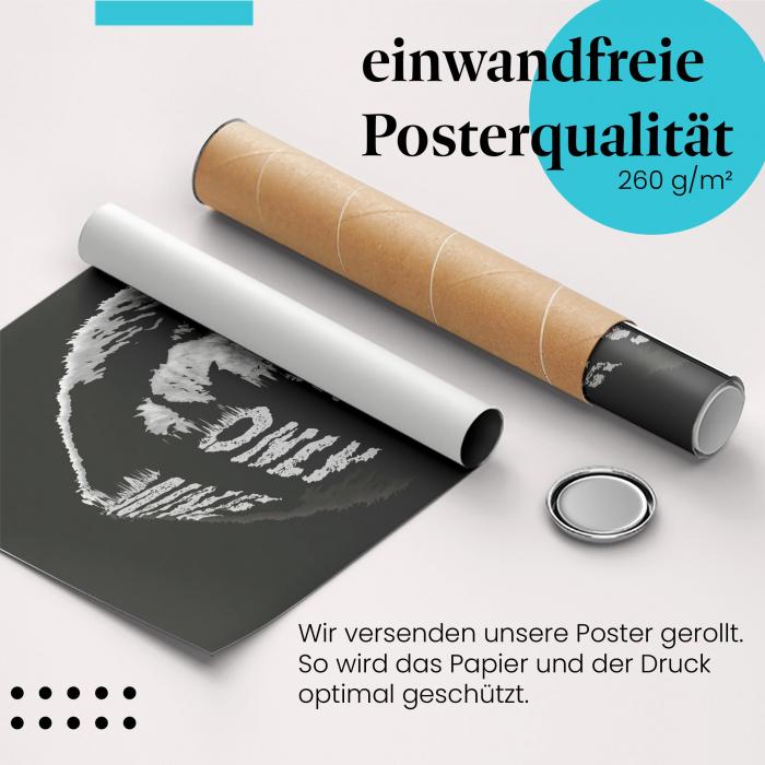 Gerolltes Poster "My Life is Only Mine". Löwenportrait mit Spruch, sicher verpackt.