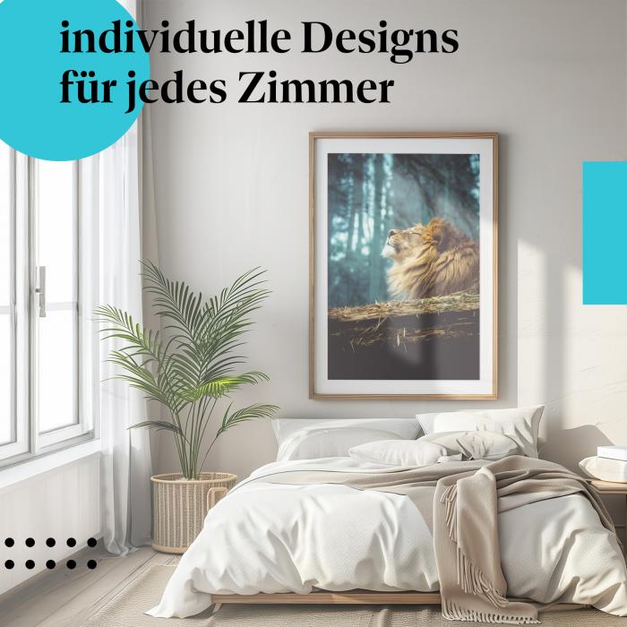 Schlafzimmer Deko: "Löwe" Poster: Stärke & Gelassenheit - perfekt fürs Schlafzimmer.