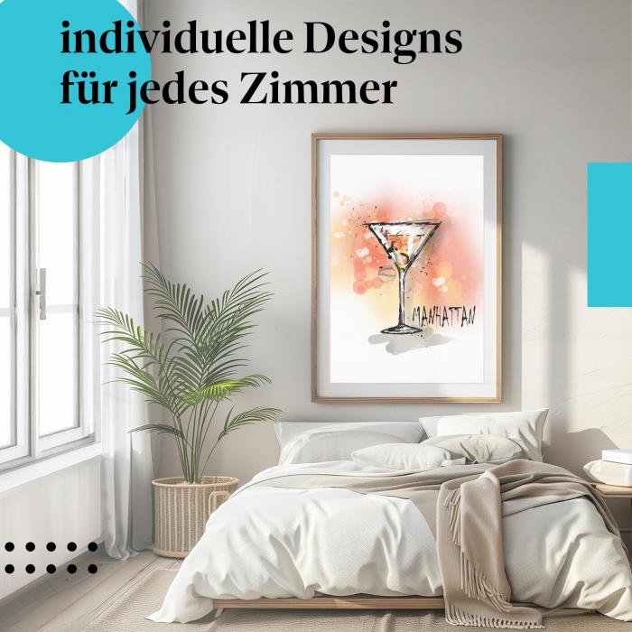 Poster "Manhattan Illustration": Eleganter Flair - auch für dein Schlafzimmer!