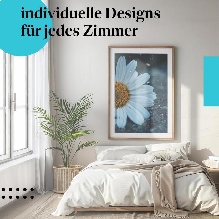 Schlafzimmer Deko: "Margerite" Poster: Kontrastreiche Schönheit - ein einzigartiges Motiv.