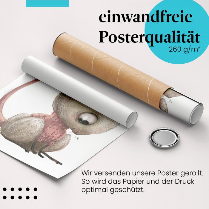 Gerolltes Poster "Maus" - Süßes Motiv, sicher verpackt.