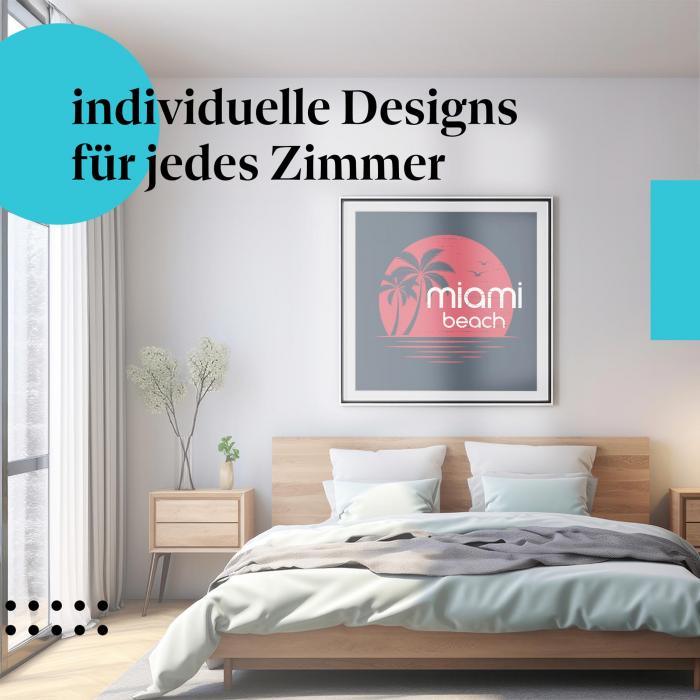 "Miami Beach": Kunstdruck - sommerliche Deko fürs Schlafzimmer.