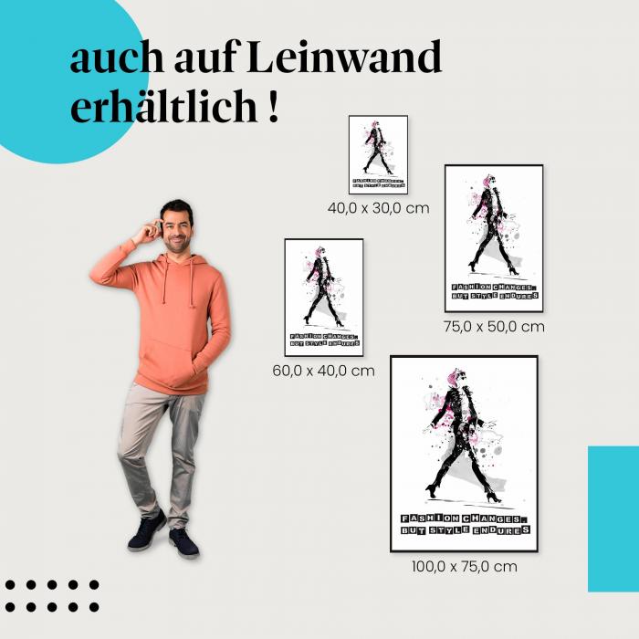 "Mode-Stil" Leinwandbild. Finde die ideale Größe für dein Zuhause & setze Akzente mit Kunst!