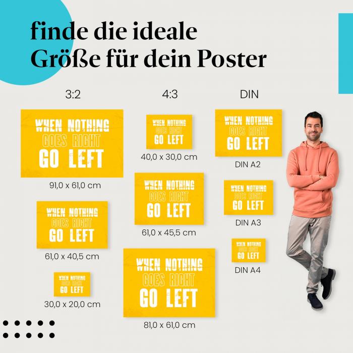 "When nothing goes right go left": Motivation Poster - Ein Aufruf zum Umdenken