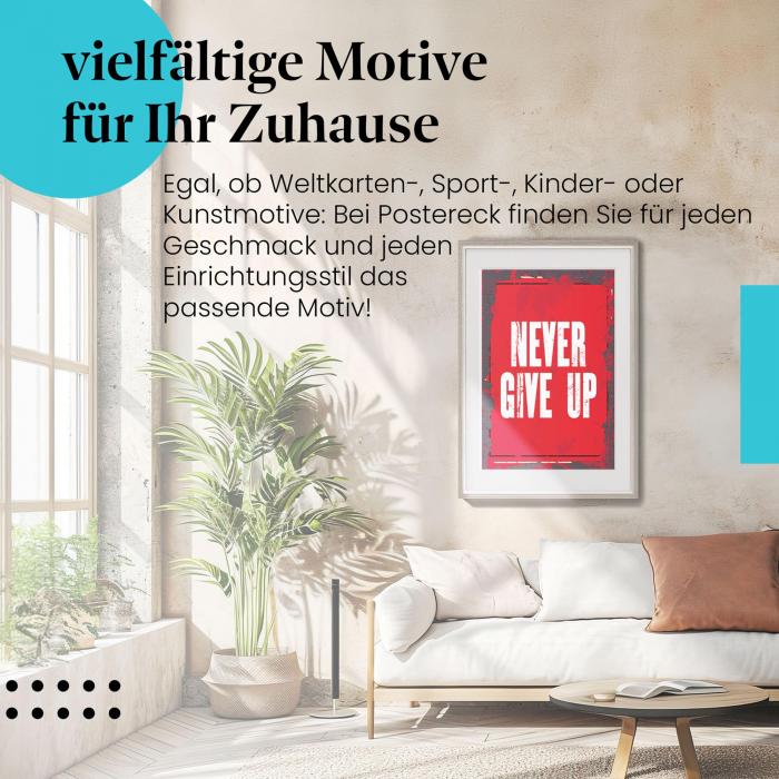 Stylisches Leinwandbild: Motivationsspruch zum Durchhalten und Weiterkämpfen.