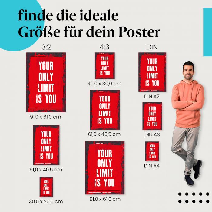 "Deine einzige Grenze bist du selbst" Poster: Motivationsspruch!