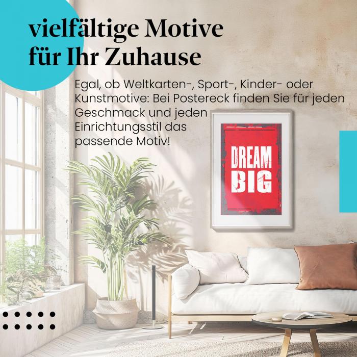 Stylisches Leinwandbild: Motivationsspruch zum Träumen und Glauben an die Verwirklichung.