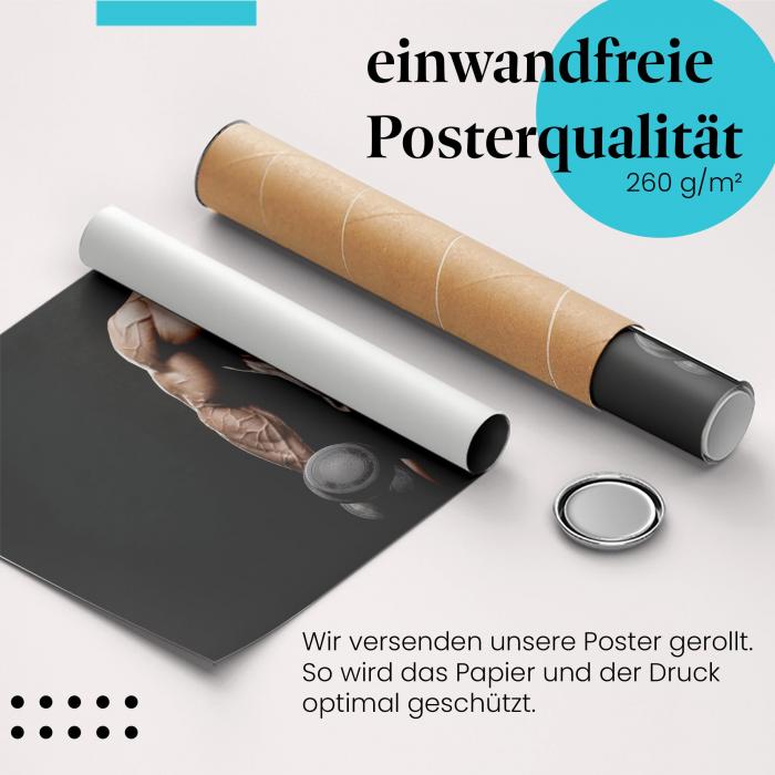 Gerolltes Poster "Muskelkraft" - Fitness & Bodybuilding, sicher verpackt.