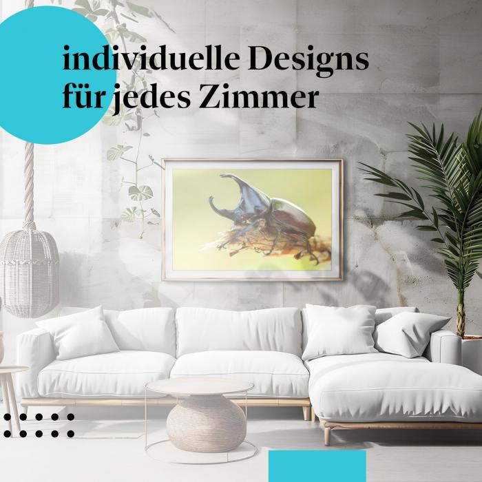 Schlafzimmer Deko: "Nashornkäfer" Poster: Ein Hingucker - perfekt für Insekten-Liebhaber.