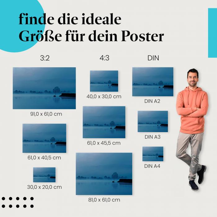 "Mystische Nebelstimmung am See": Poster - Ruhe & friedliche Stimmung