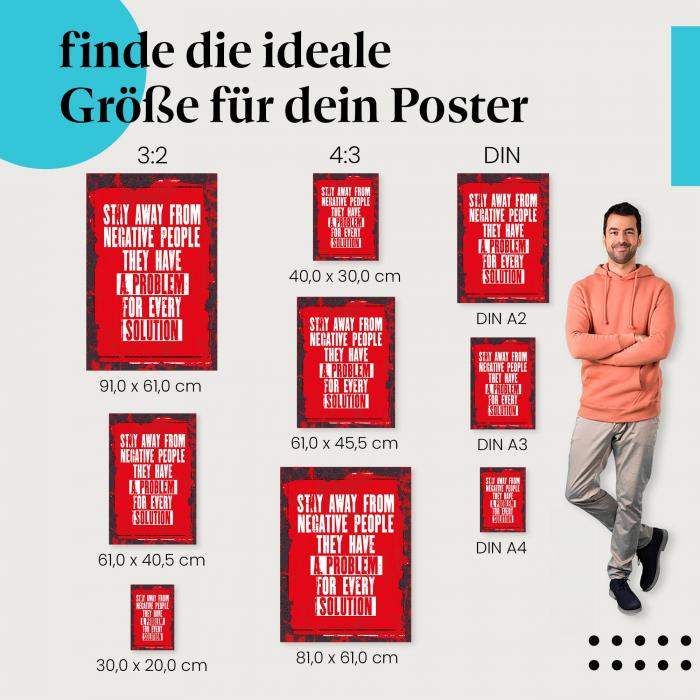 "Negative Menschen meiden": Poster - Probleme, Lösungen & Motivation