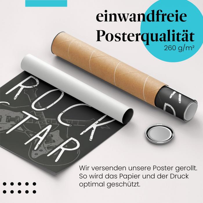 Gerolltes Poster "Rockstar Gitarren" - Für Musik-Fans, sicher verpackt.