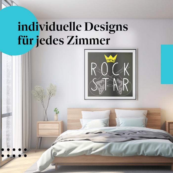 "Rock on!": Kunstdruck "Gitarren & Krone" - coole Deko für Musiker.