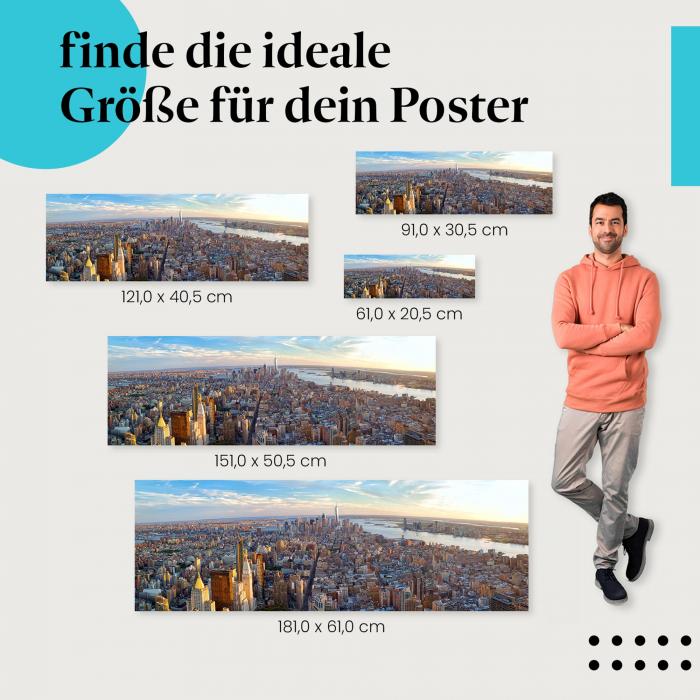 Panoramablick New York Poster: New York Skyline - jetzt Postergröße wählen!