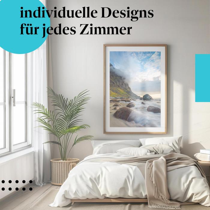 Schlafzimmer Deko: Wildnis mit "Norwegens Küste" Poster