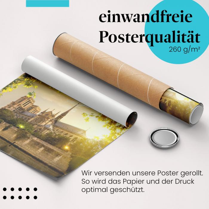 Gerolltes Poster "Notre Dame Paris" - Pariser Wahrzeichen, sicher verpackt.