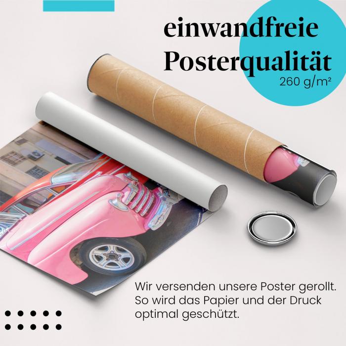 Gerolltes Poster "Oldtimer in Kuba". Kubanisches Flair, sicher verpackt.