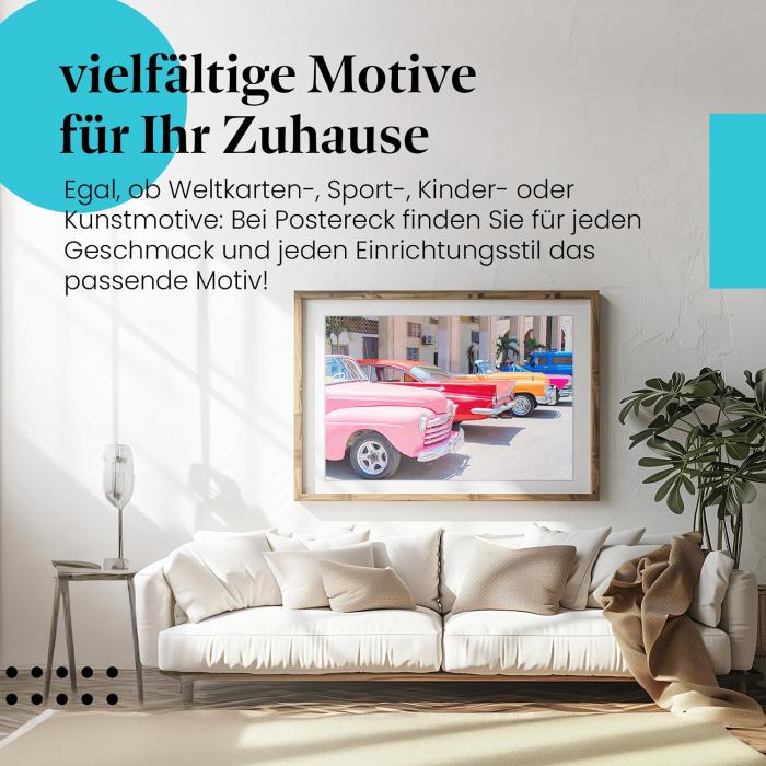 Leinwandbild "Oldtimer": Kuba, bunte Farben - Nostalgie & Charme.