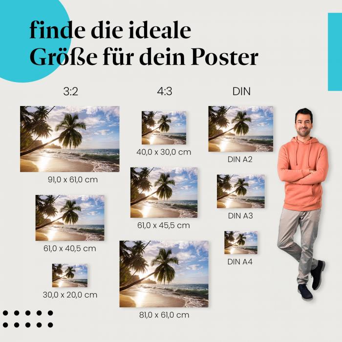 Urlaubsfeeling pur: Poster "Tropisches Paradies" mit Strand, Meer & Palmen