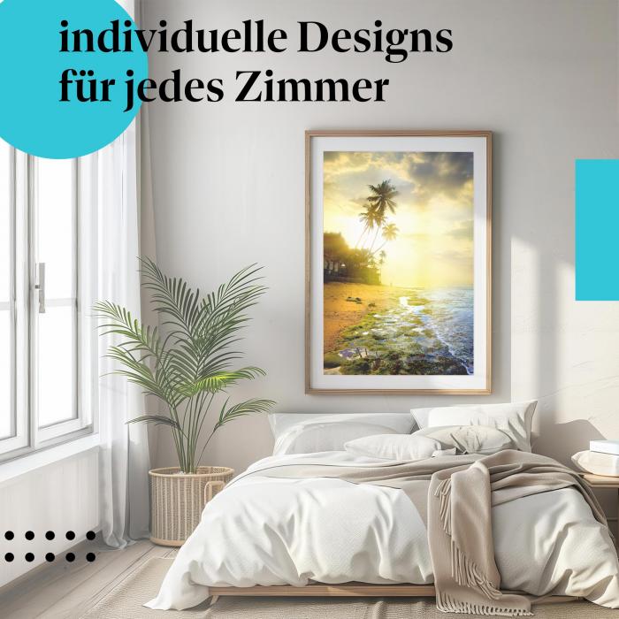 Schlafzimmer Deko: "Palmenstrand" Poster - holen Sie sich das Urlaubsgefühl ins Schlafzimmer!