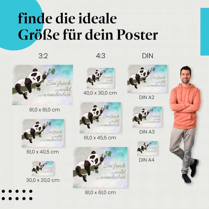 Panda, Poster: Schlafend, Spruch, süß.