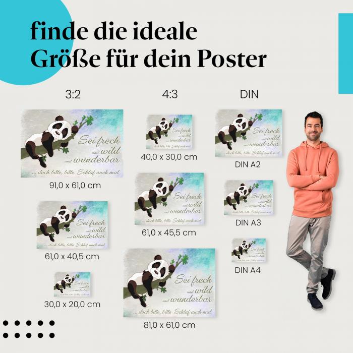 Panda, Poster: Schlafend, Spruch, Humor.