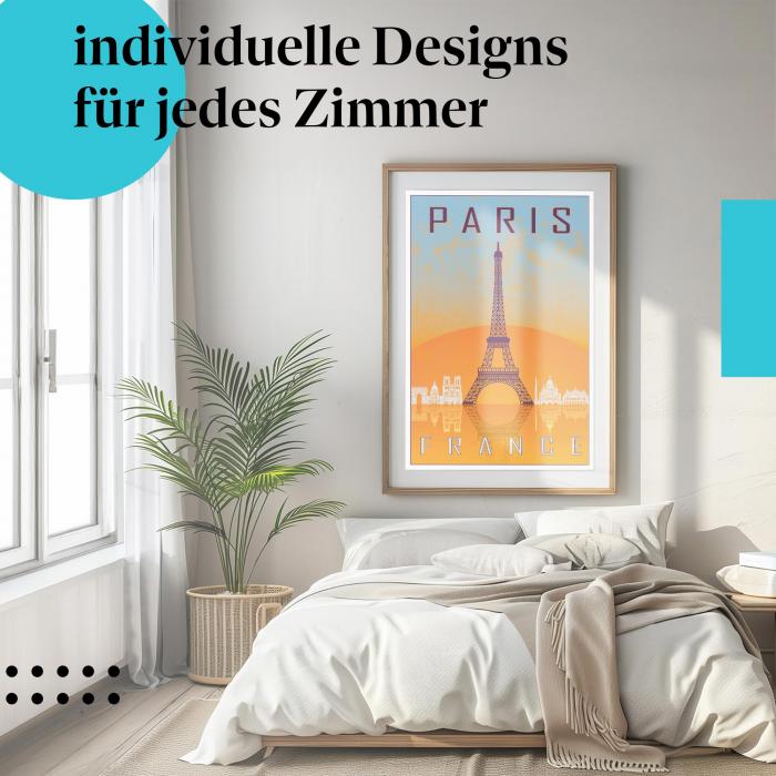 Paris Poster: "Paris, Frankreich" - Reiseposter mit Eiffelturm & Sehenswürdigkeiten