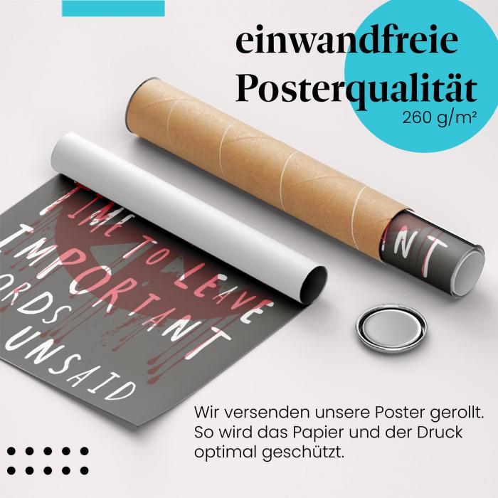 Gerolltes Poster "Wichtige Worte" - Lebensweisheit & Frieden, sicher verpackt.