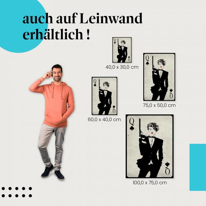 "Elegante Agentin - Pik Dame" Leinwandbild. Finde die ideale Größe für dein Zuhause & setze Akzente mit Kunst!