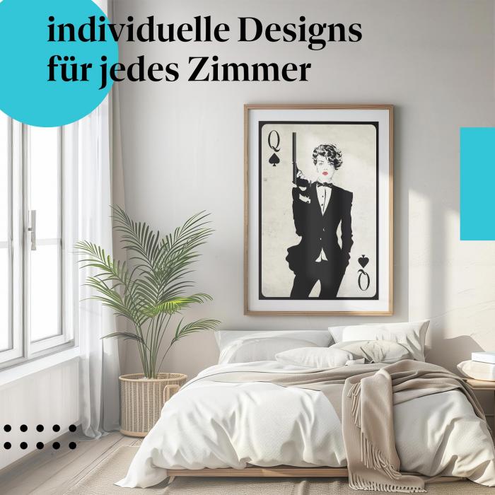 Schlafzimmer Deko: Agentin mit "Pik Dame" Poster