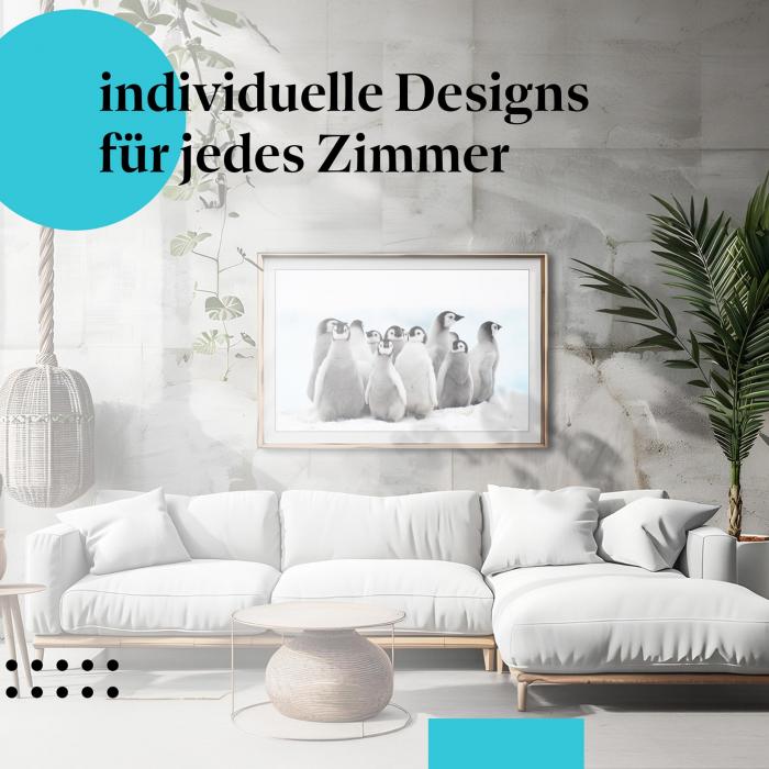 Schlafzimmer Deko: "Pinguine" Poster: Ein herzerwärmendes Motiv - perfekt für Tierliebhaber.